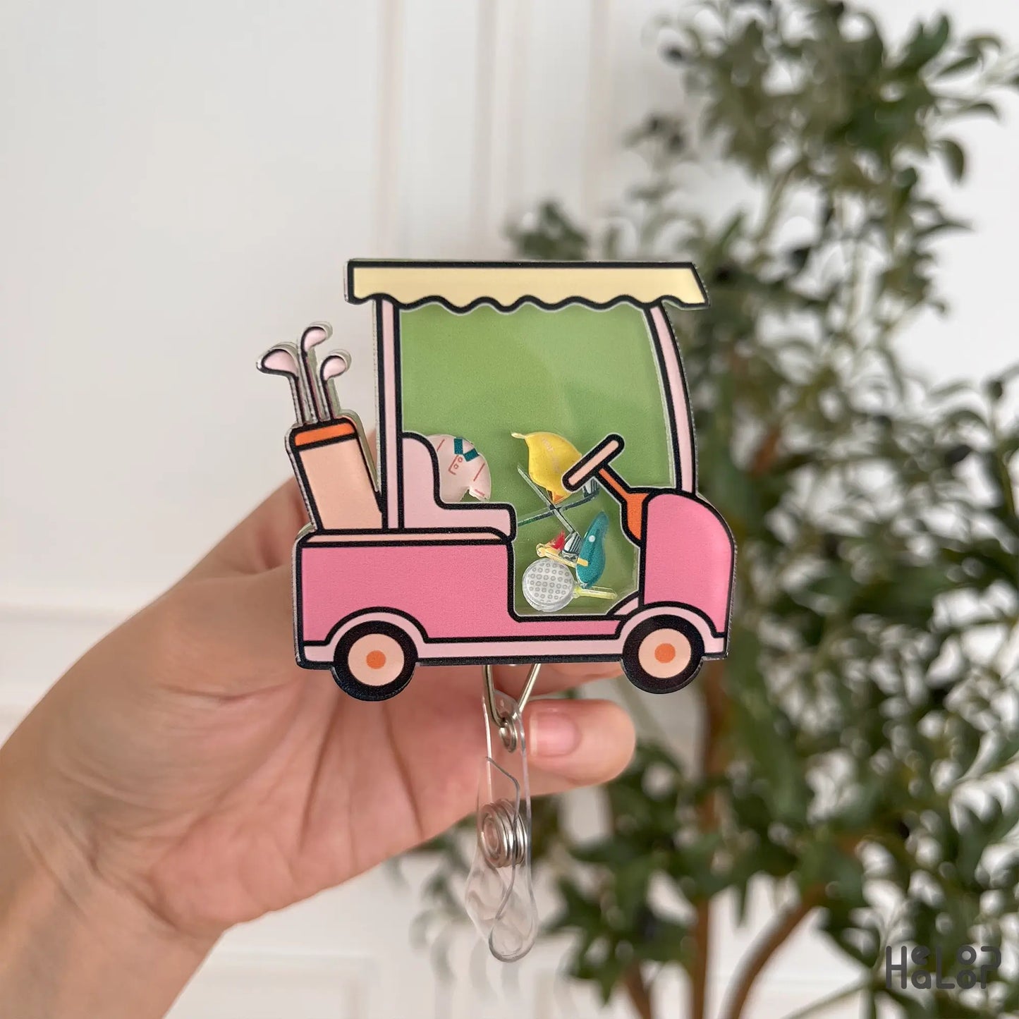 Acrylic Golf Shaker Badge Reel