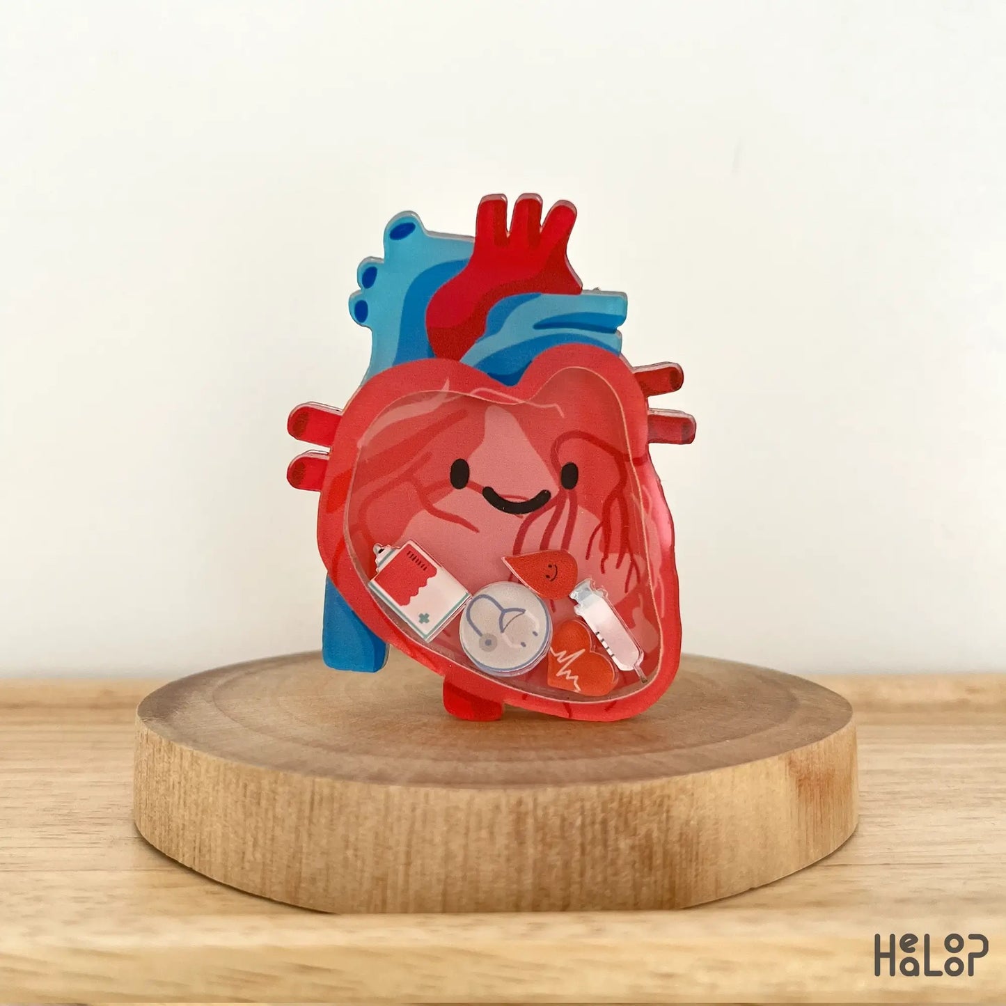 Fun anatomical heart badge reel with smiling cartoon heart, nursing gift idea