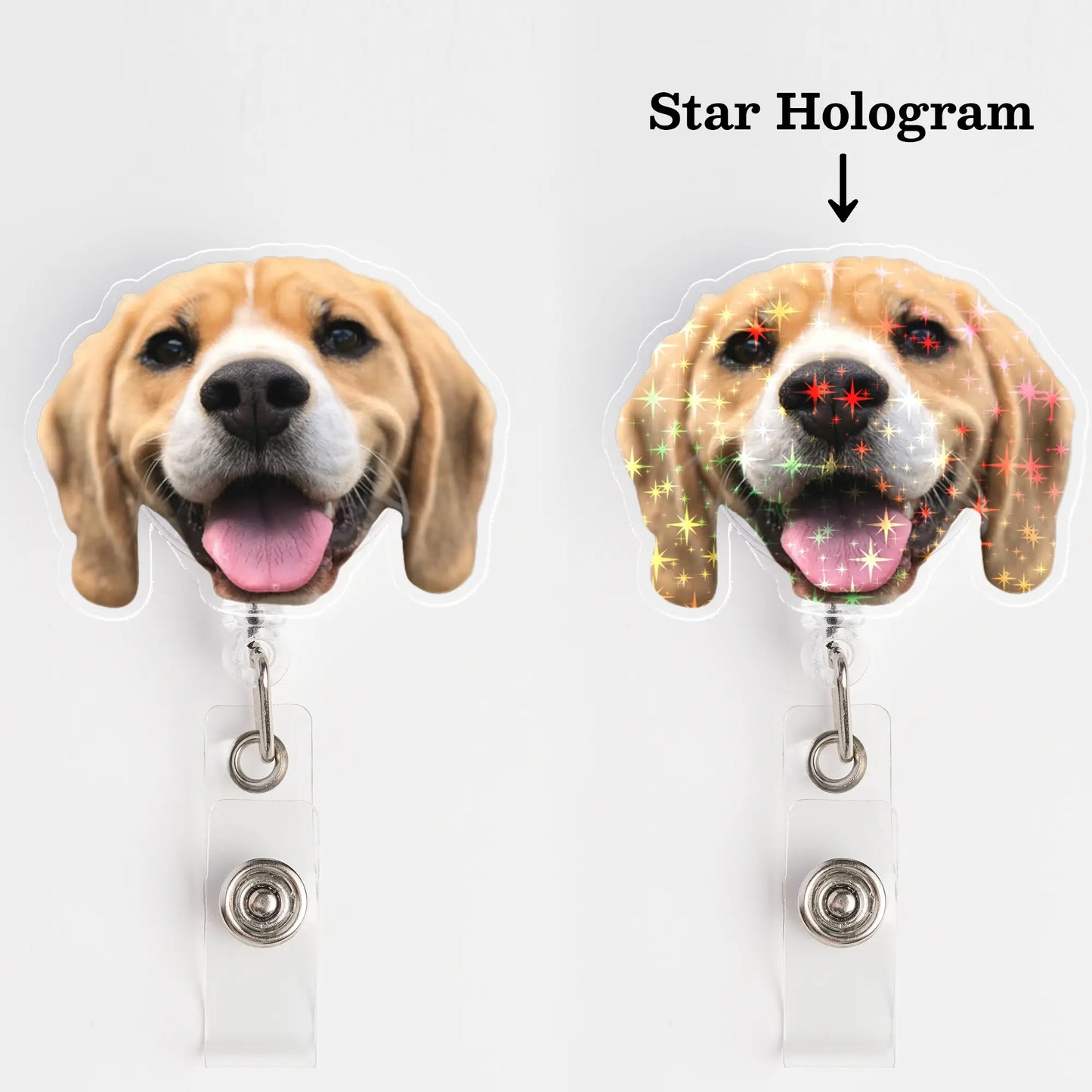 Custom Pet Badge Reel with Star Hologram