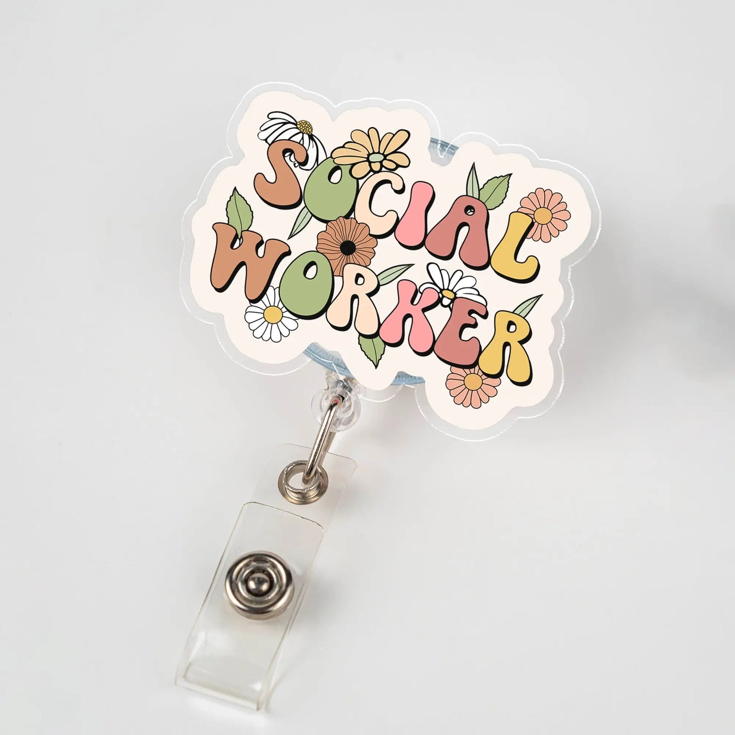 Floral Social Worker Badge Reel