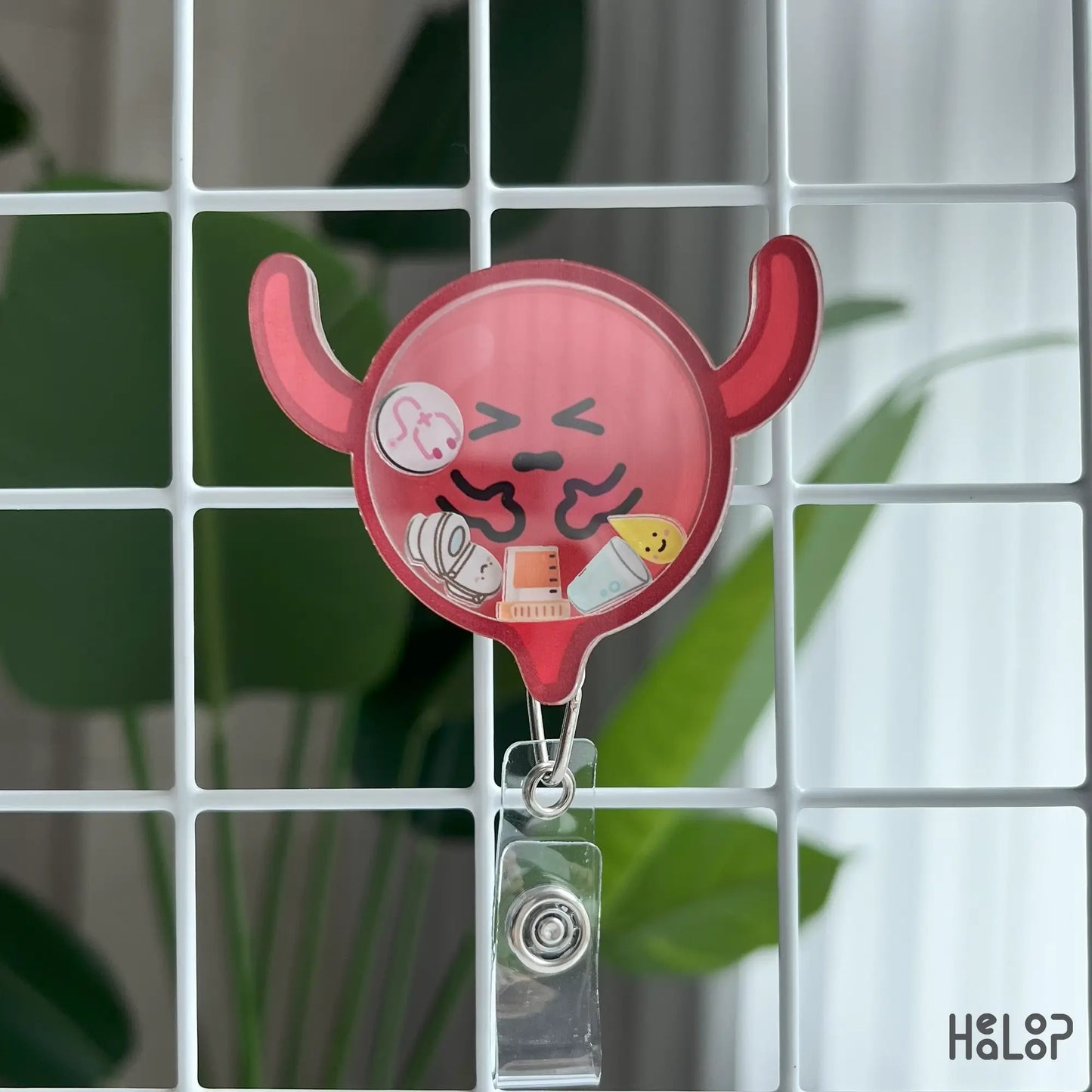 Bladder shaker badge reel for nurses, medical staff, and urologists – cute and funny design