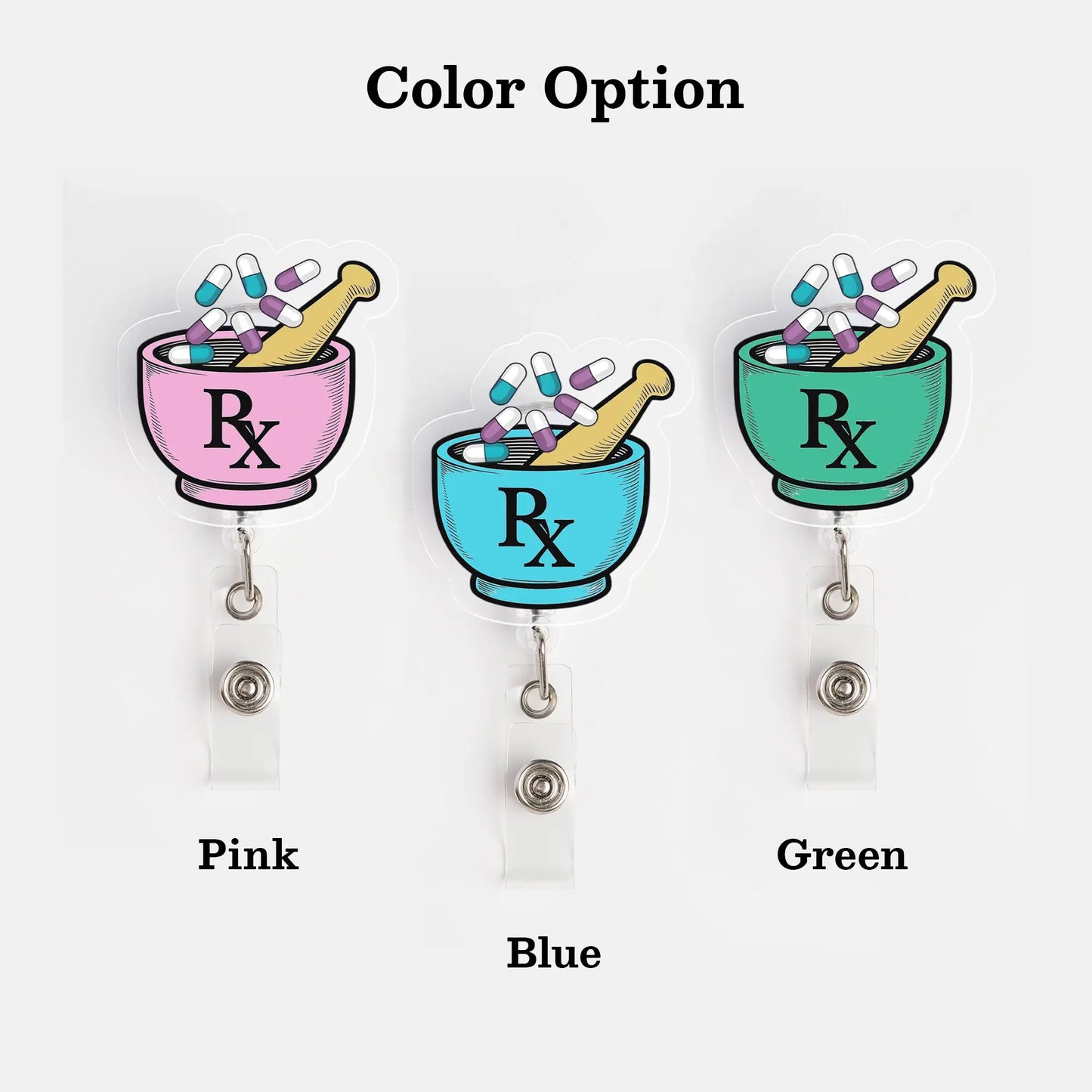 Pharmacy Tech Badge Reel Color Option