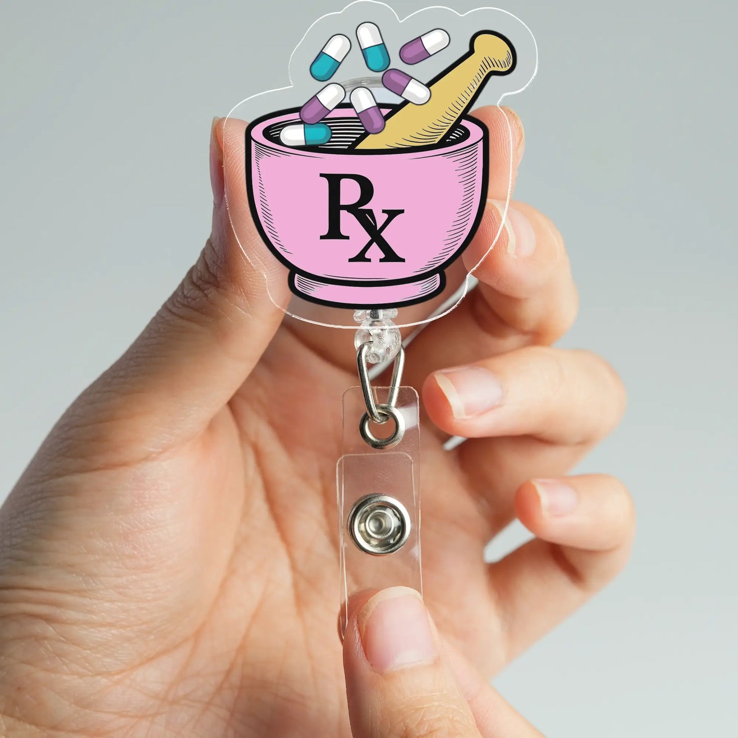 Pharmacy Tech Badge Reel Pink Color
