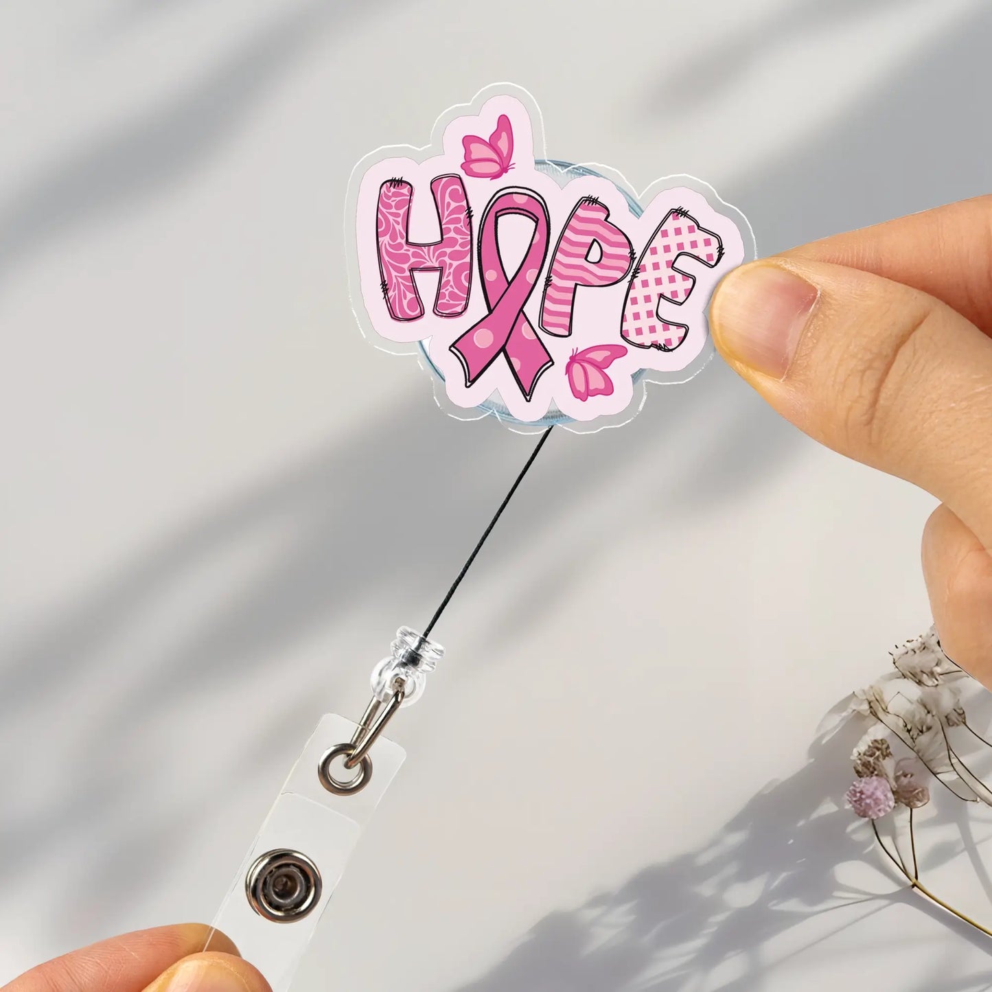 Pink Ribbon Badge Holder