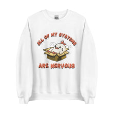 All of My Systems Are Nervous Sweatshirt in White - Overthinking & Anxiety Comfort Wear