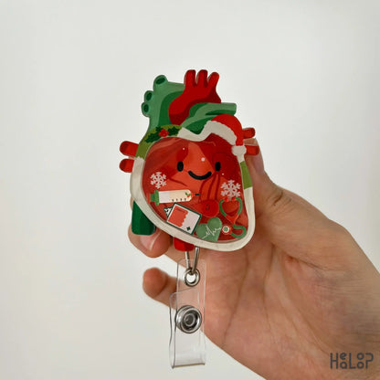 Anatomical Heart Shaker Badge Reel Christmas Version