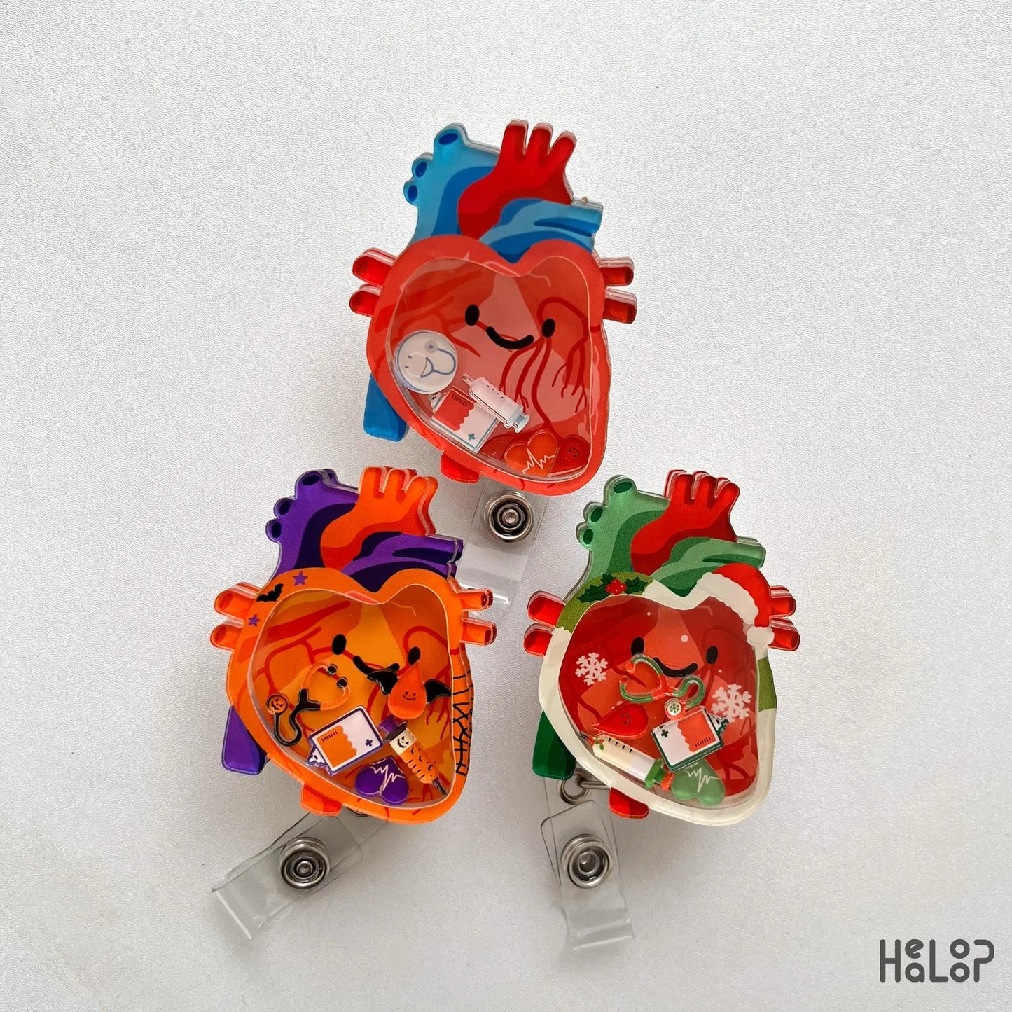 Anatomical Heart Shaker Badge Reel Set