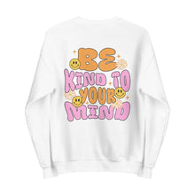 Be Kind to Your Mind sweatshirt in White - back view 