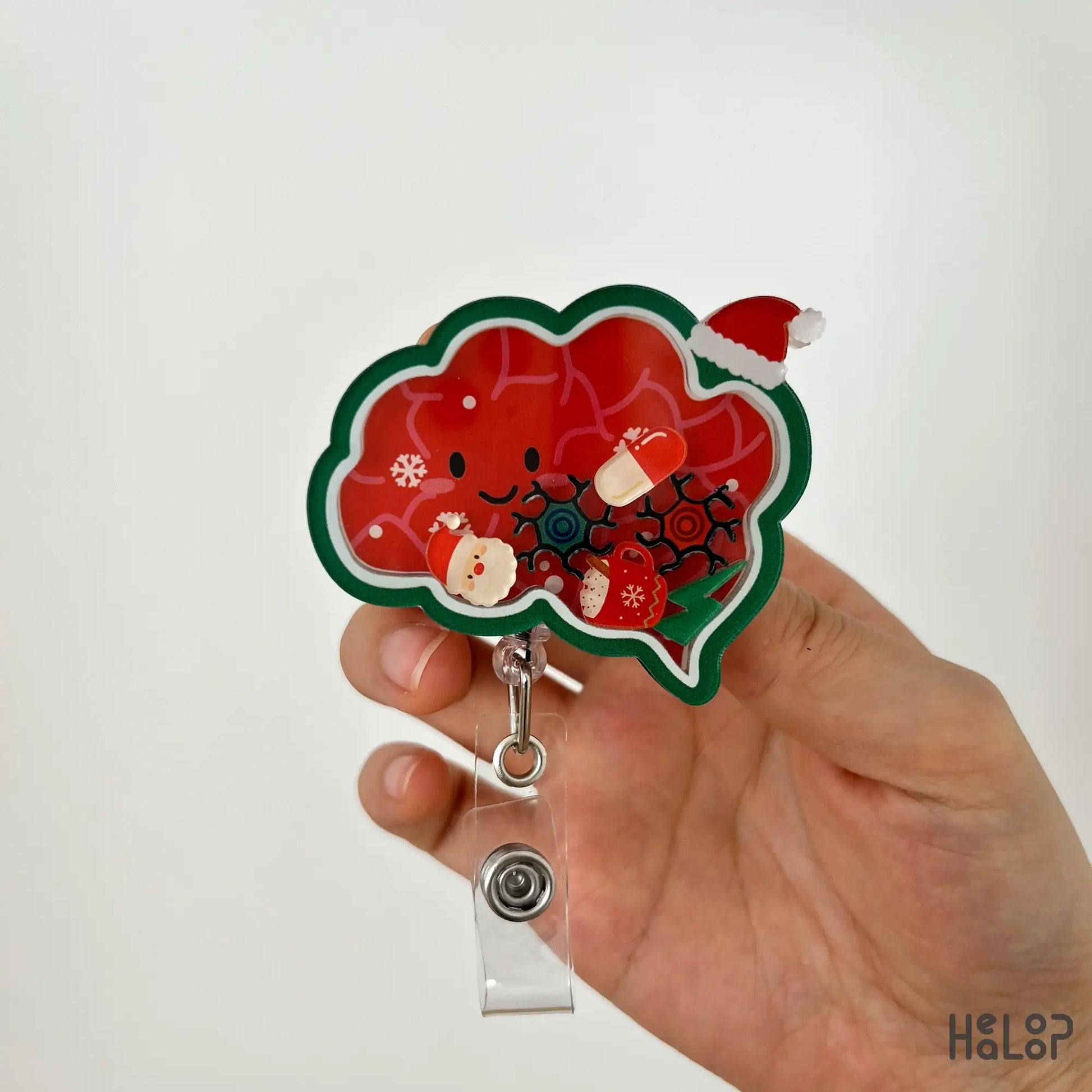 Brain shaker badge reel christmas version