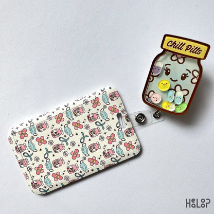 Chill Pills Shaker Badge Reel with matching ID holder, perfect hospital staff gift