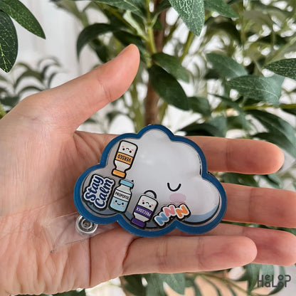 Cloud anesthesia shaker badge reel for nurses with cute medication charms