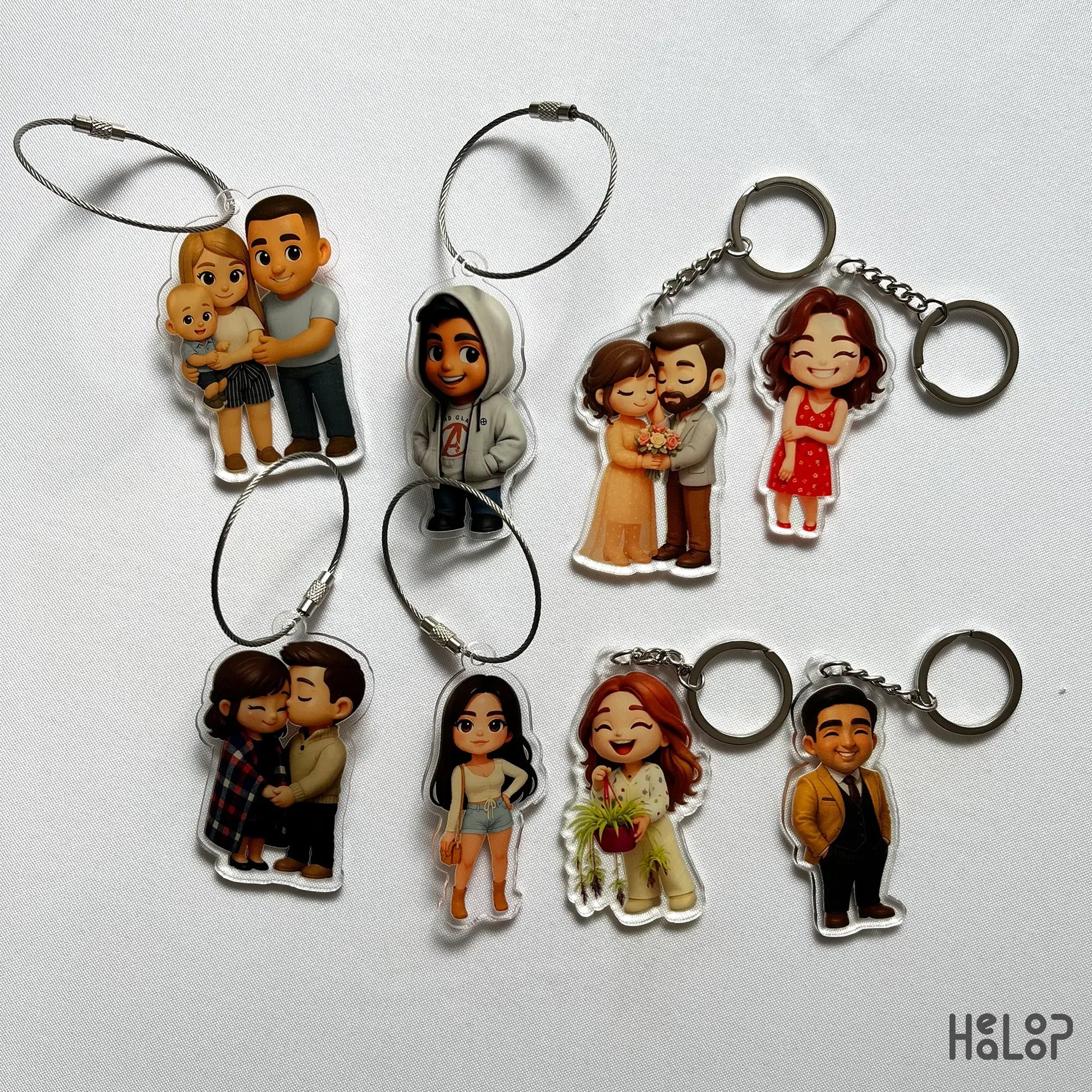 Custom acrylic chibi keychain , personalized cartoon style keyring gift