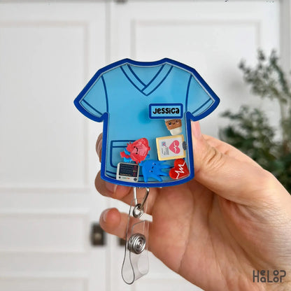 Custom Nurse Scrub Top Blue