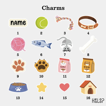 Custom pet shaker badge reel charm options.