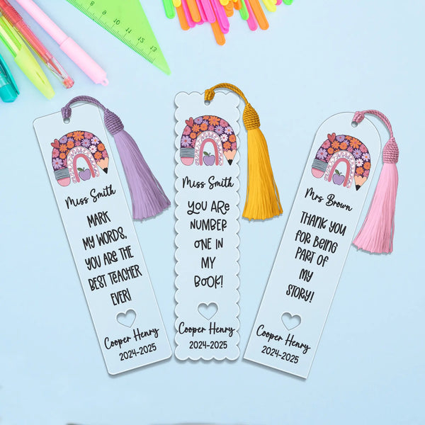 Custom Teacher Name Acrylic Bookmarks