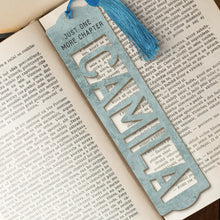 Custom Wooden Name Bookmark Blue Color