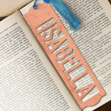 Custom Wooden Name Bookmark Pink Color