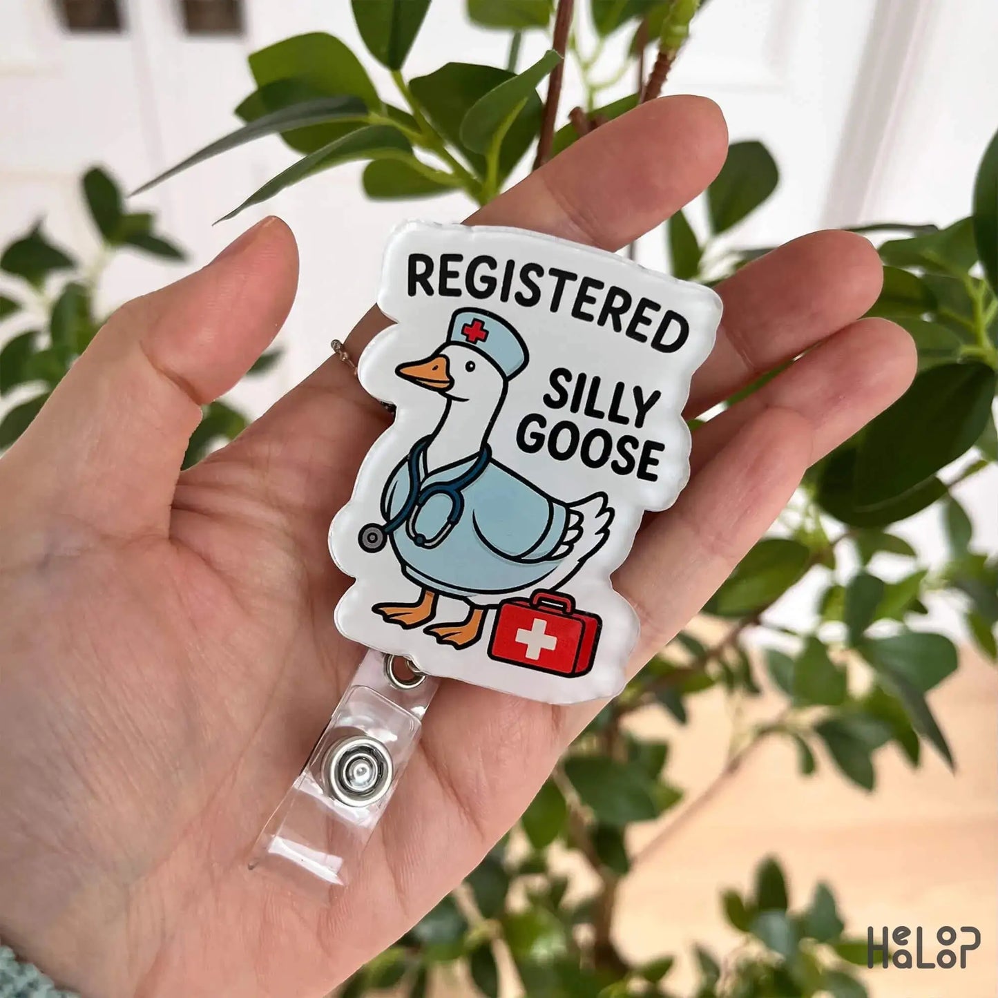 Cute Registered Silly Goose Badge Reel – fun gift for nurses, doctors, and healthcare staff