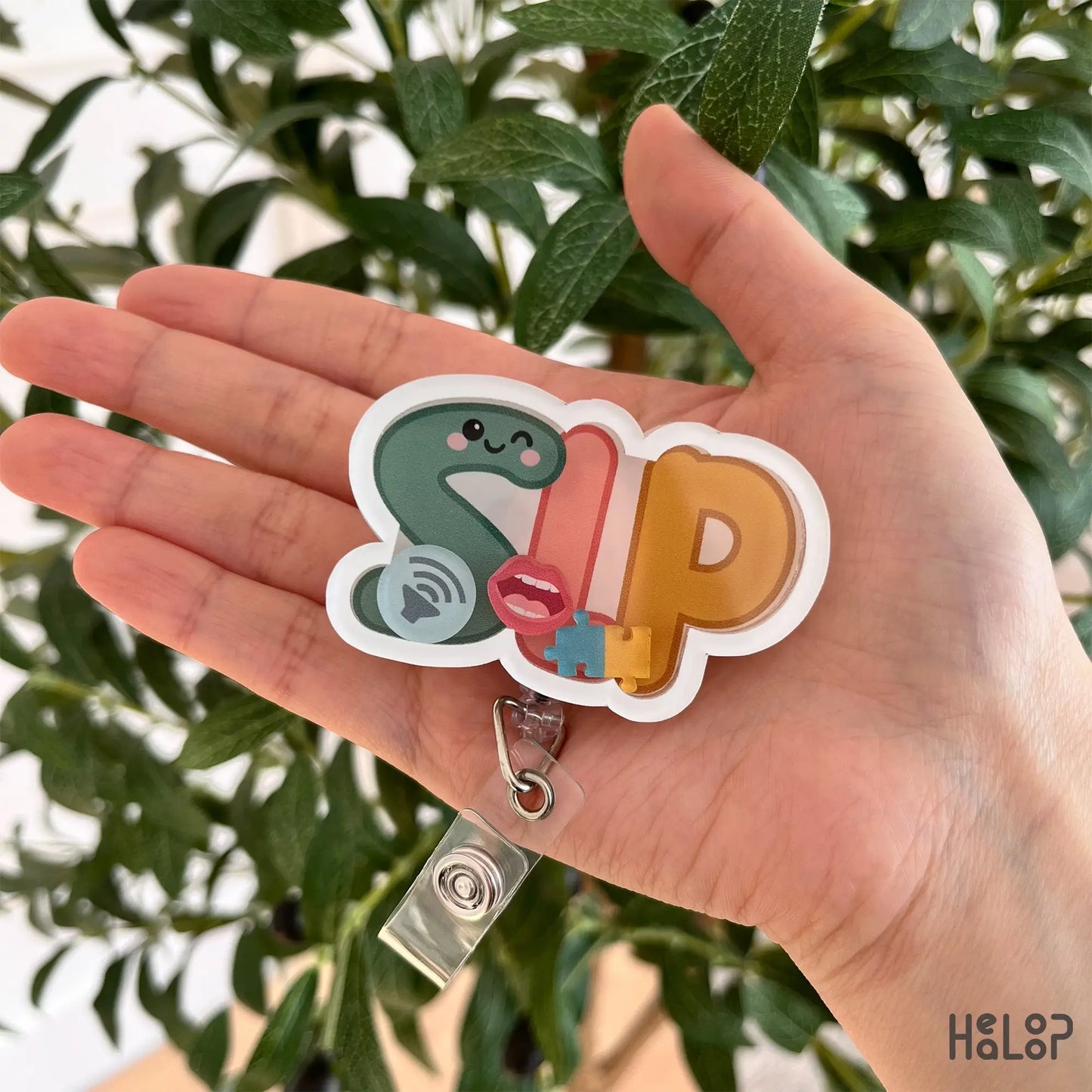 Cute SLP badge reel for speech therapists and SLP assistants