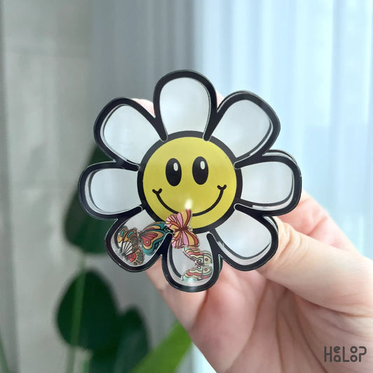 Daisy phone grip with butterflies