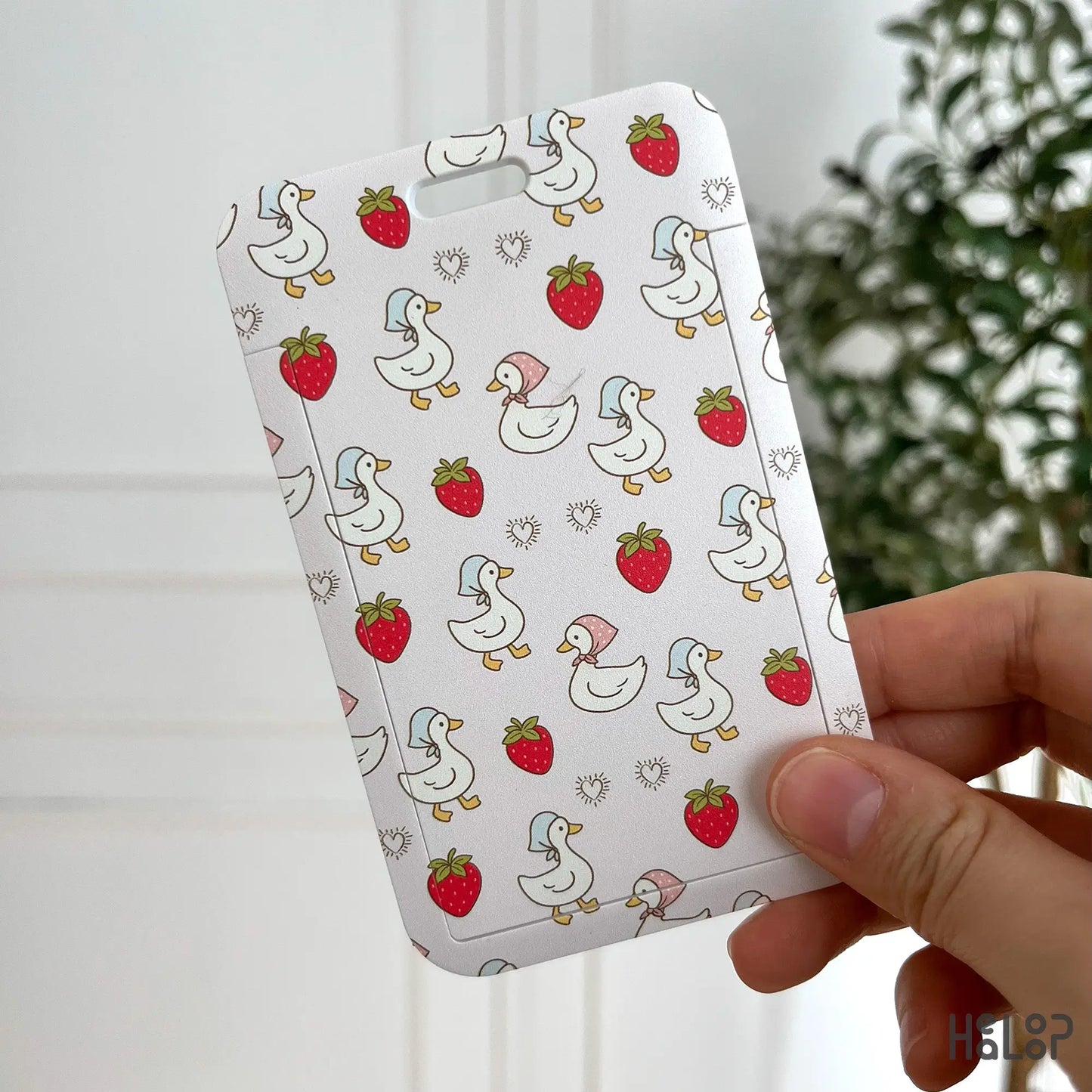 duck and strawberry cute ID badge holder, perfect for nurses and students