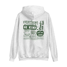 Everything Will Be Okay hoodie in Ash with back print, featuring a minimalist design and a comforting mental health message.