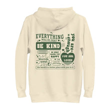 Everything Will Be Okay hoodie in Bone color with back print, a soft and stylish self-care reminder to bring comfort and positivity.