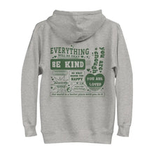 Everything Will Be Okay hoodie in Carbon Grey color with back print, a cozy and uplifting piece for self-care and mental health positivity.