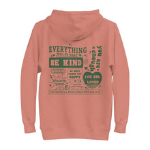 Everything Will Be Okay hoodie in Dusty Rose color with back print, offering a comforting self-care message for mental health awareness.