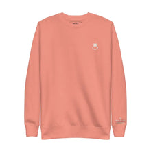 Dusty Rose sweatshirt with 'Everything will be okay' embroidered in white on the left sleeve, offering a soft and stylish mental health message.