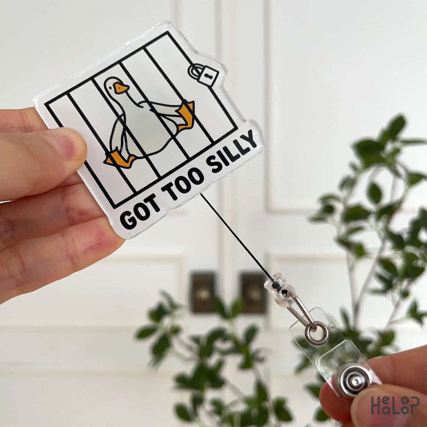 Funny Goose Badge Reel – retractable ID clip for nurses, teachers, and office staff