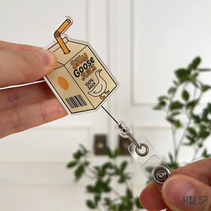 Funny nurse badge reel by Healoop – silly goose juice milk carton retractable holder