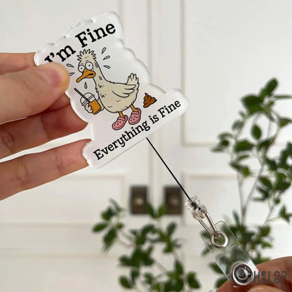 Funny nurse badge reel featuring silly goose holding coffee – retractable ID clip by Healoop