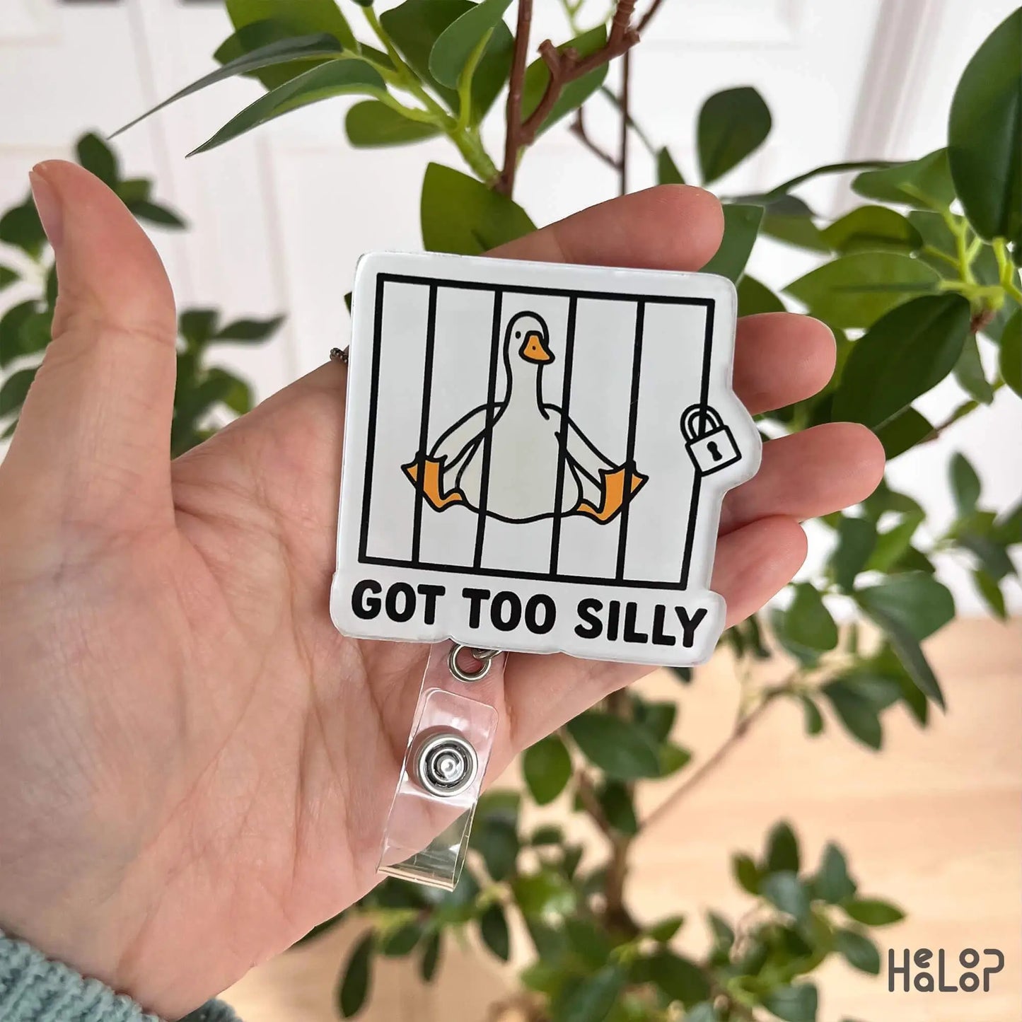Got Too Silly Goose Badge Reel – funny retractable ID holder for nurses and healthcare staff