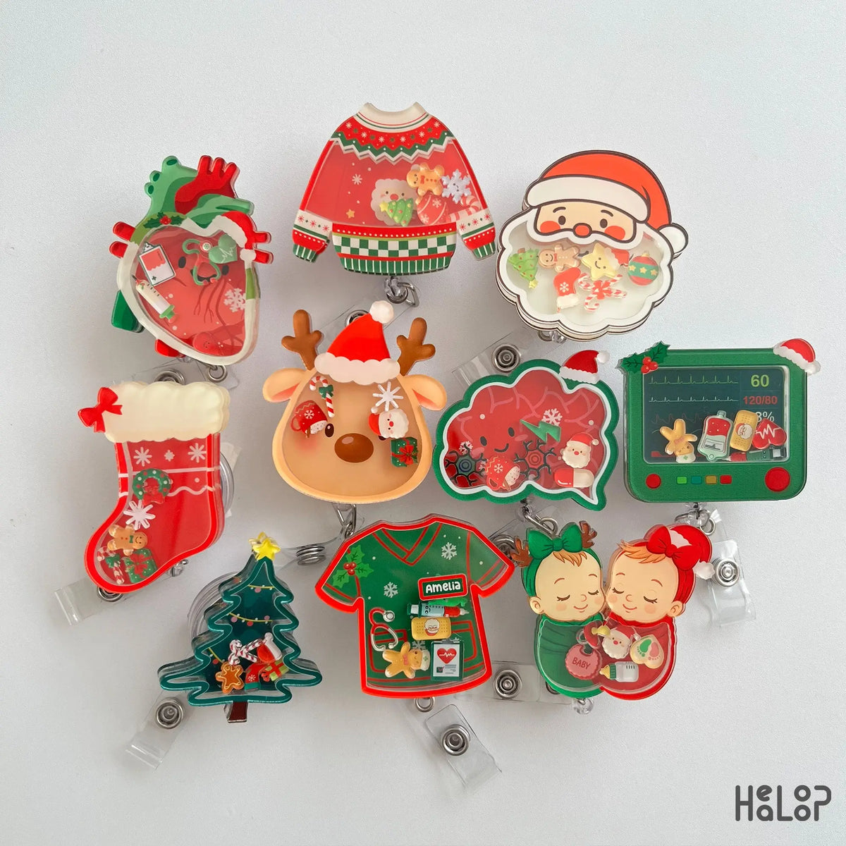 Healoop Christmas Shaker Badge Reel Collection