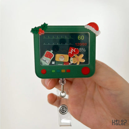 Heart monitor shaker badge reel christmas version