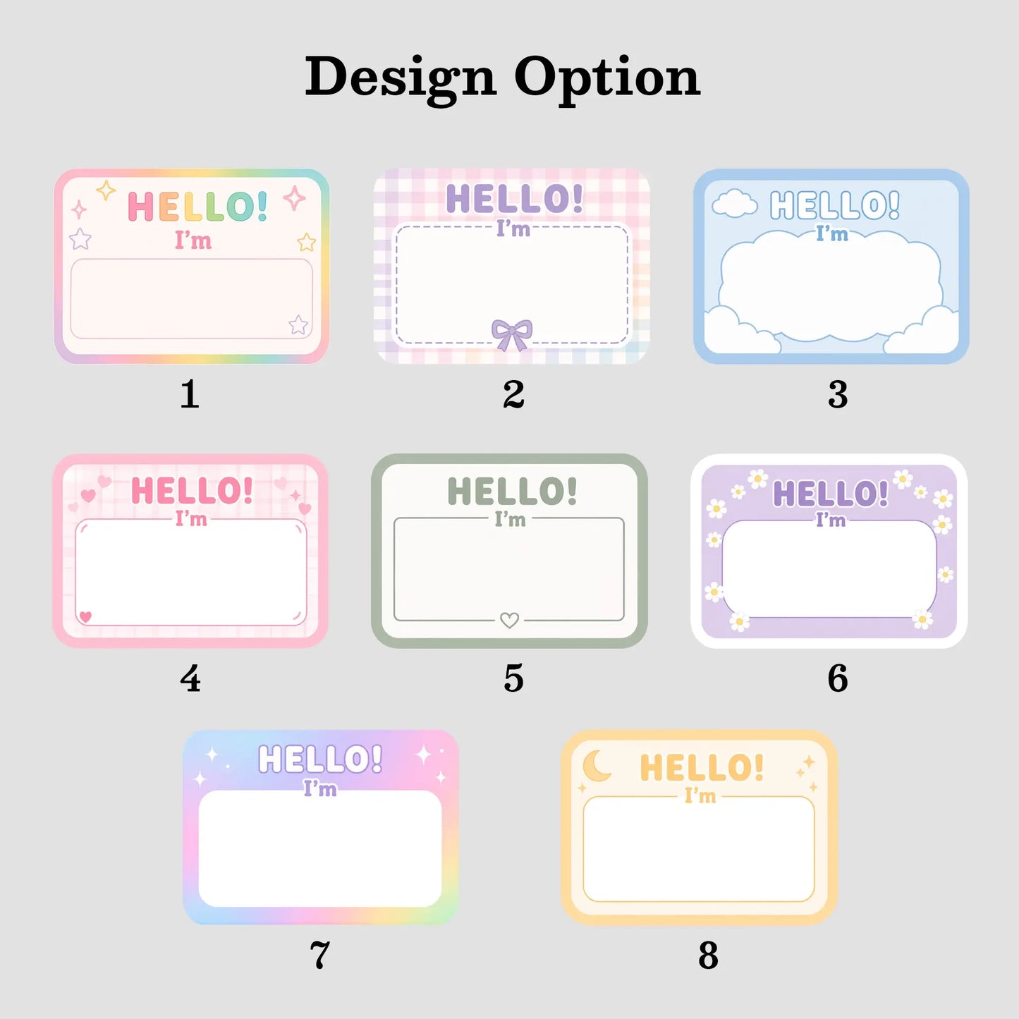 custom hello i'm design option