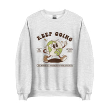 Keep Going sweatshirt in Ash color, a cozy and inspirational piece for self-care and mental health awareness.