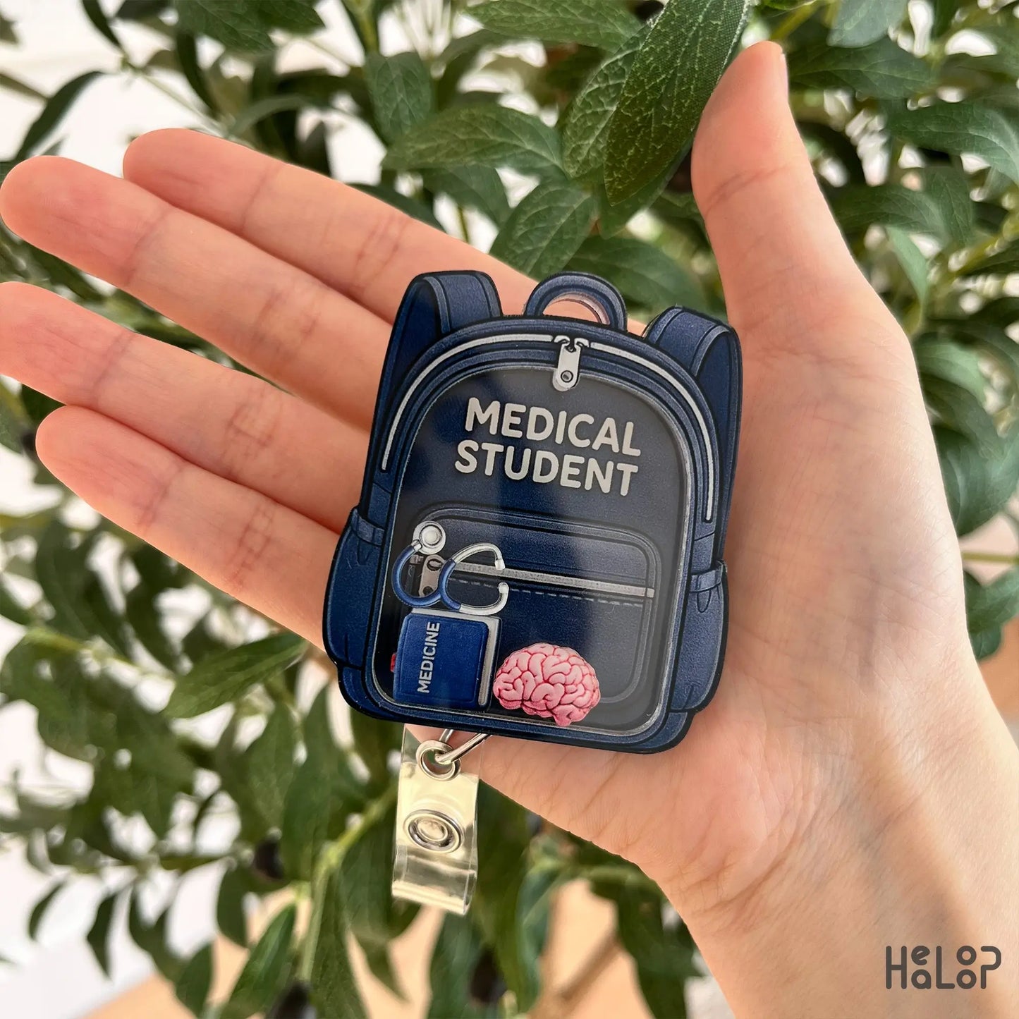 Medical student shaker badge reel backpack design badge holder for med students by Healoop