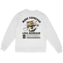 More Espresso, Less Depresso Sweatshirt in White - Mental Health Positive Sweatshirt