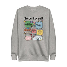 Note to Self sweatshirt in Carbon Grey color, featuring a minimal self-care design for mental health awareness.