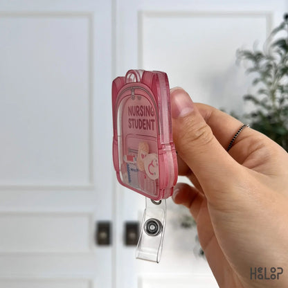Acrylic layered side view of Nursing Student shaker badge reel