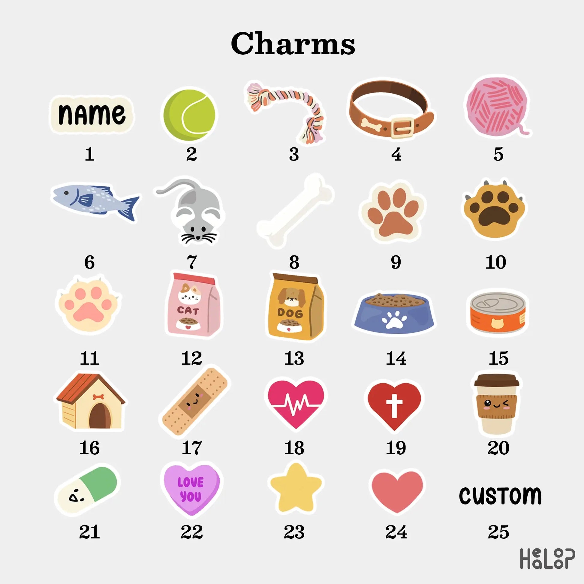 Custom pet shaker badge reel charm options.