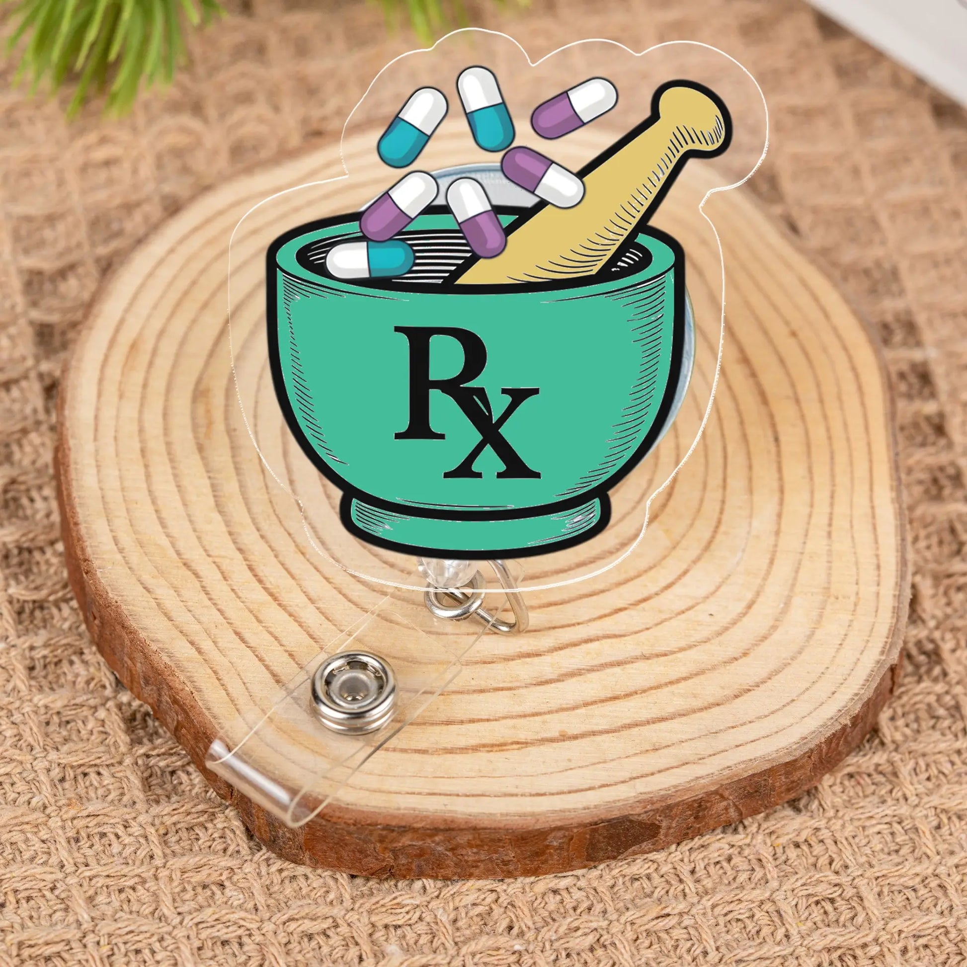 Pharmacy Tech Badge Reel Green Color