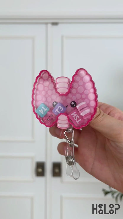 Thyroid shaker badge reel video