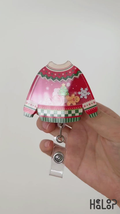 Christmas Ugly Sweater Shaker Badge Reel