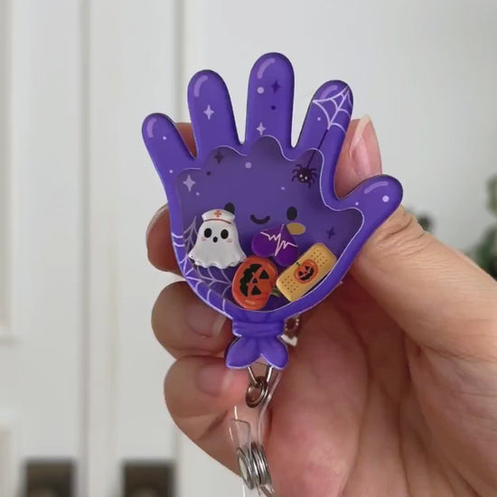 Medical Glove Shaker Badge Reel Halloween Version Video