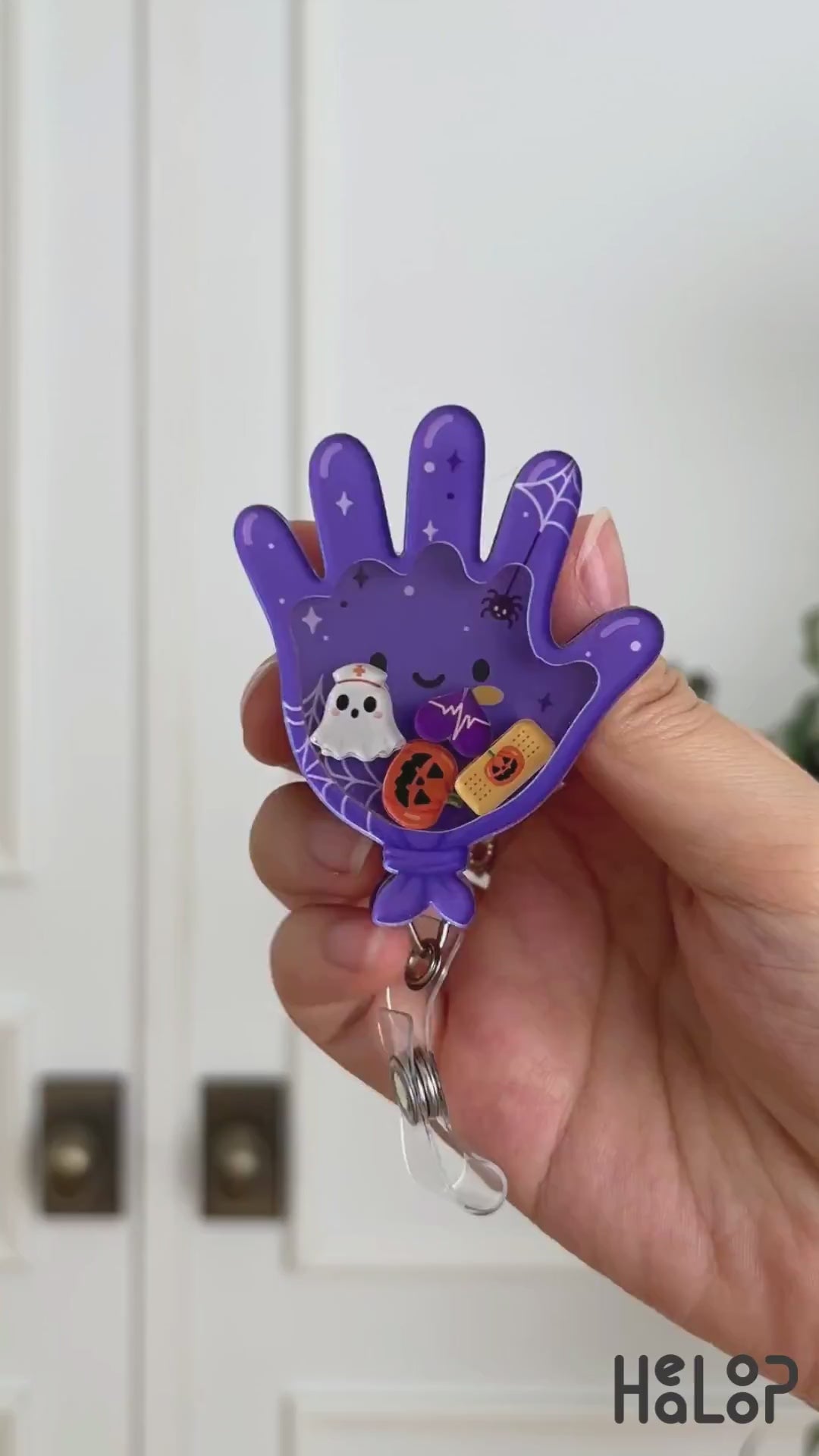 Medical Glove Shaker Badge Reel Halloween Version Video