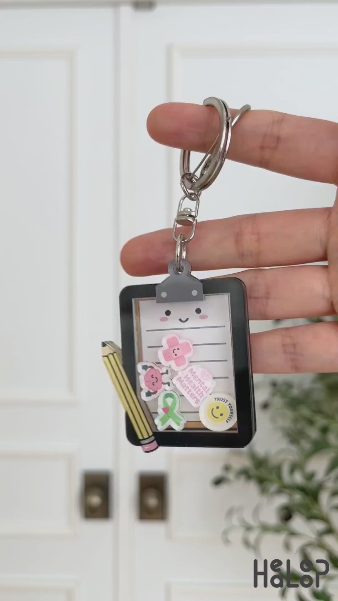 Mental health board shaker keychain video