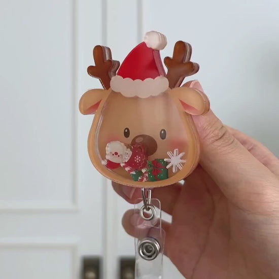 Christmas deer shaker badge reel video